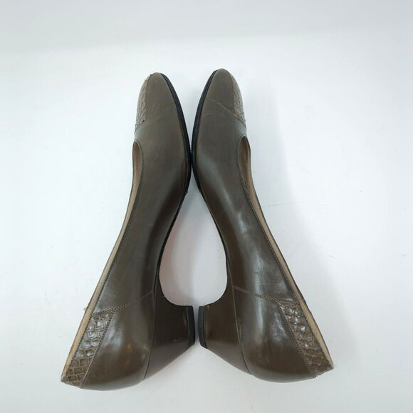 Vintage Ferragamo Pumps 7 Green Leather Heels - Picture 7 of 12